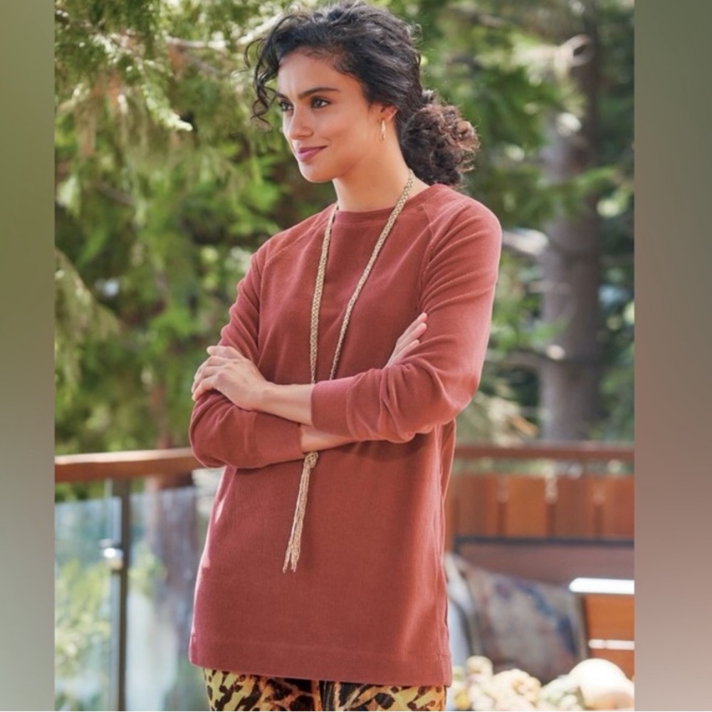 Soft Surroundings Caroline Long Sleeve Pullover Size Small Burnt Orange